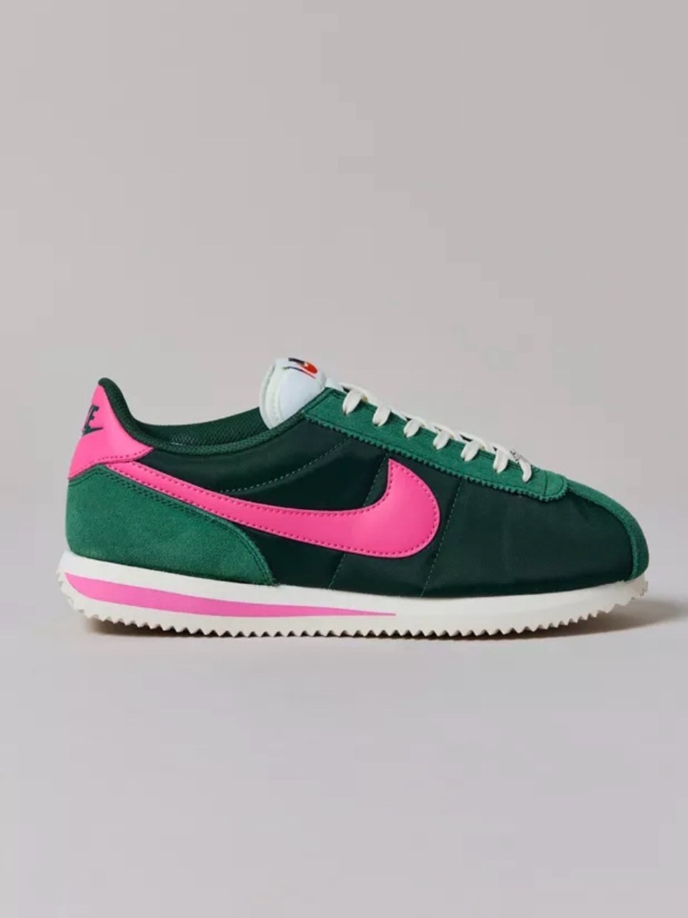 Nike Cortez Sneakers in Dark Green with Pink Swoosh - Picture 2 of 6